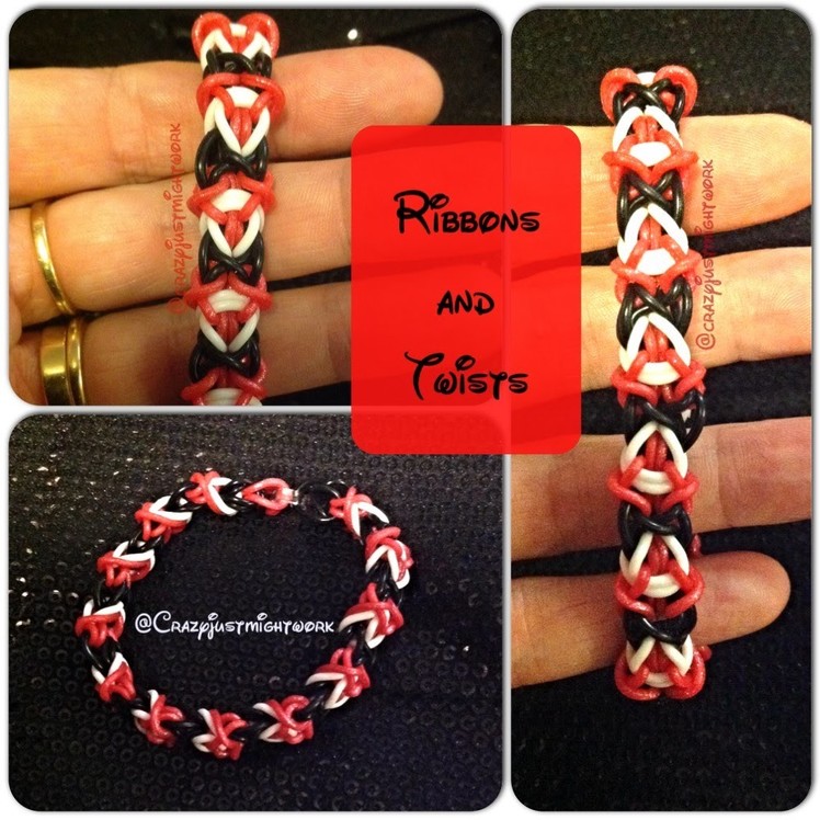 Ribbons and Twists bracelet tutorial (hook only) rainbow loom bands