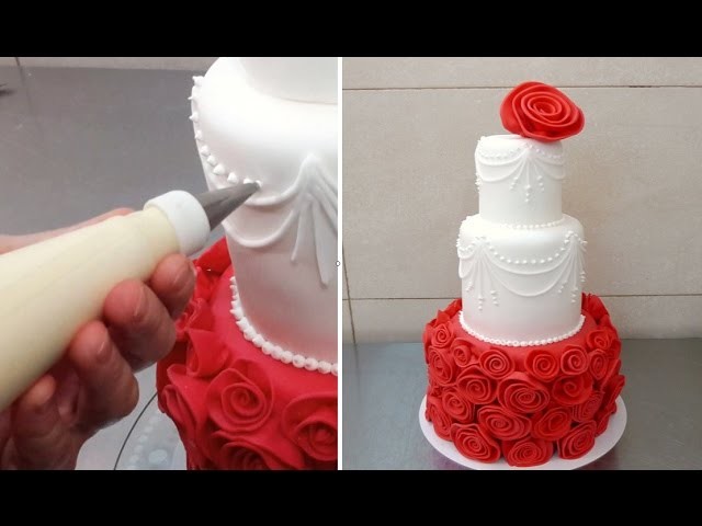 Rose Red Cake Fondant Decorating - How To by CakesStepbyStep