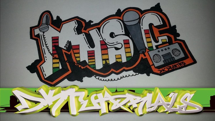 Step by step how to draw graffiti letters - Music