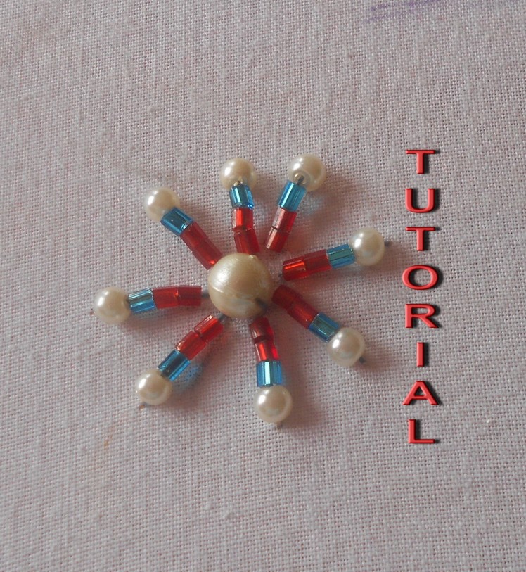 BEAD EMBROIDERY:HOW TO SEW BUNGLE BEAD & PEARL MOTIF