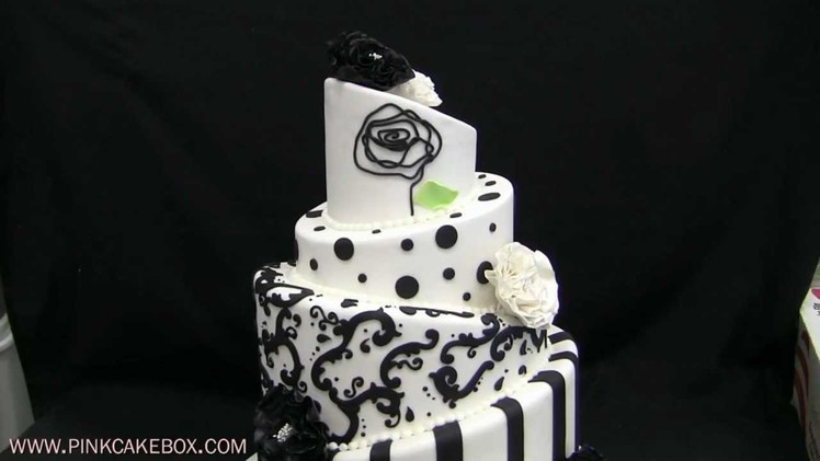 Black & White Topsy Turvy Wedding Cake