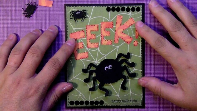 Cricut "eeek!" Spider Halloween card using "Paper Doll Dress Up" cartridge