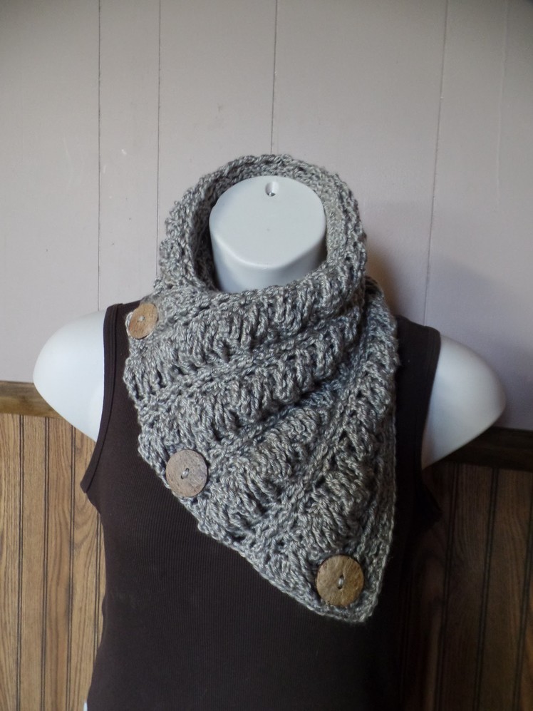#Crochet Gwenyths Cable Stitch Button Cowl Wrap Scarf #TUTORIAL