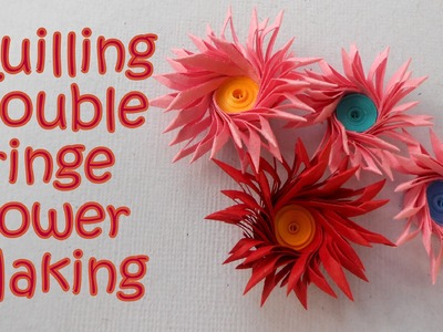 Cross Double Fringe Quilling Flower Making  | Tutorial