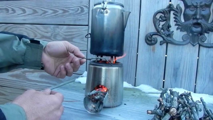 DIY UPCYCLED COFFEE CARAFE BECOMES A WOOD BURNING ROCKET STOVE