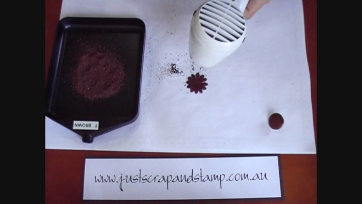 Embossing a Brad and Paper Flower - Opals Embossing Enamel Powder