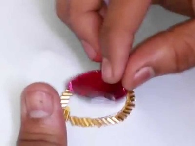 HAND MADE EMBROIDERY: How to sew a Kundan stone with golden bugle beads