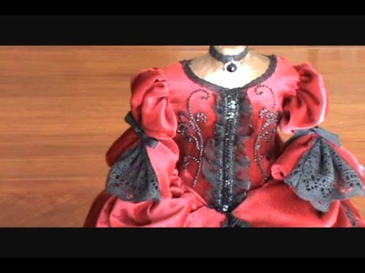 Handmade Red Velvet Victorian Dress on a Form