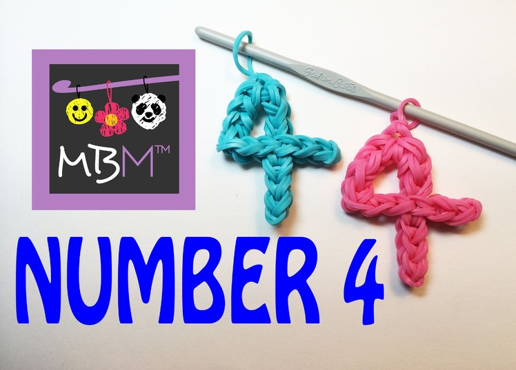 Number Four #4 Charm Without the Rainbow Loom Tutorial