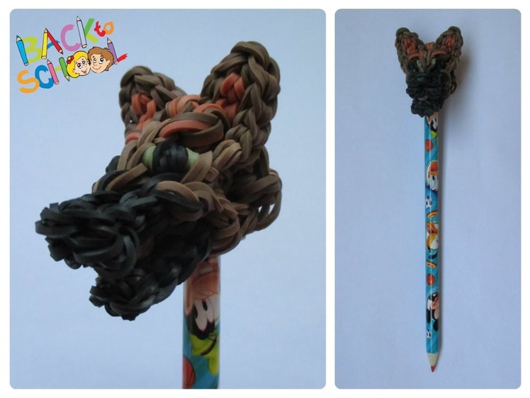 Rainbow Loom german shepherd pencil topper Loombicious
