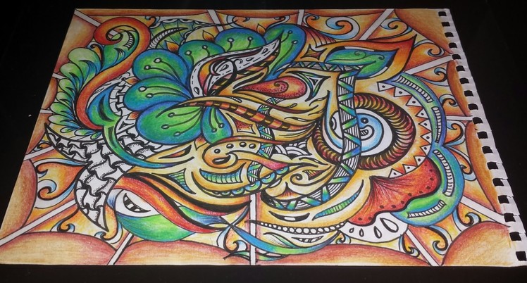 Speed Drawing Zentangle Abstract Watercolor Pencils