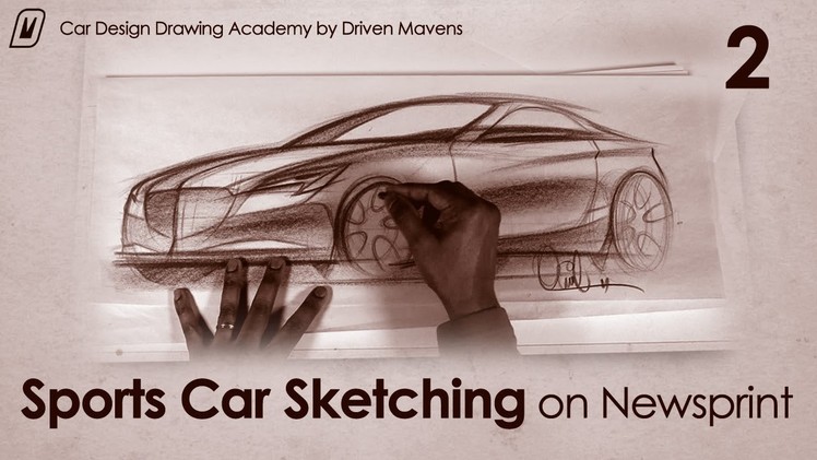 Sports Car Sketching on Newsprint Paper