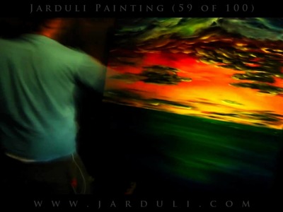 59. Painting sea sunset on a huge canvas