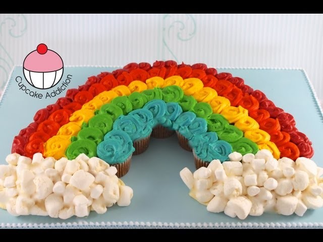 Cupcakes! Rainbow Cupcake Pull-Apart Cake! Make a Rainbow cake out of Mini Cupcakes!