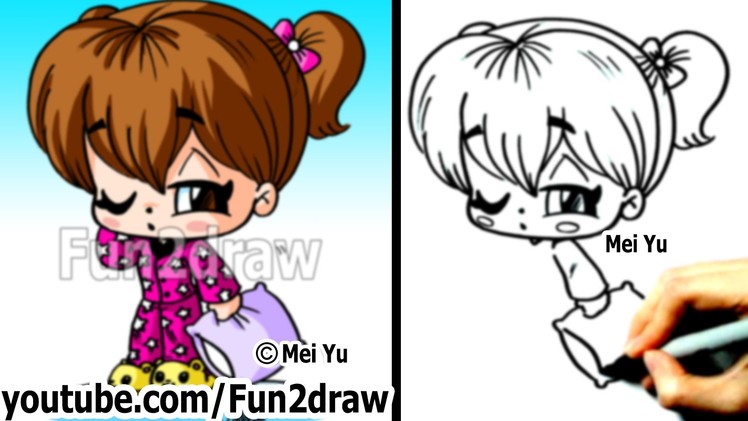 How to Draw Chibi People - Girl in Cool PJs - Art Lessons - Fun2draw