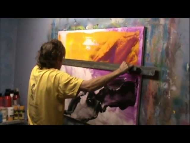Learn To Paint Abstract Painting With Really Big Scraper. By Jan van Oort