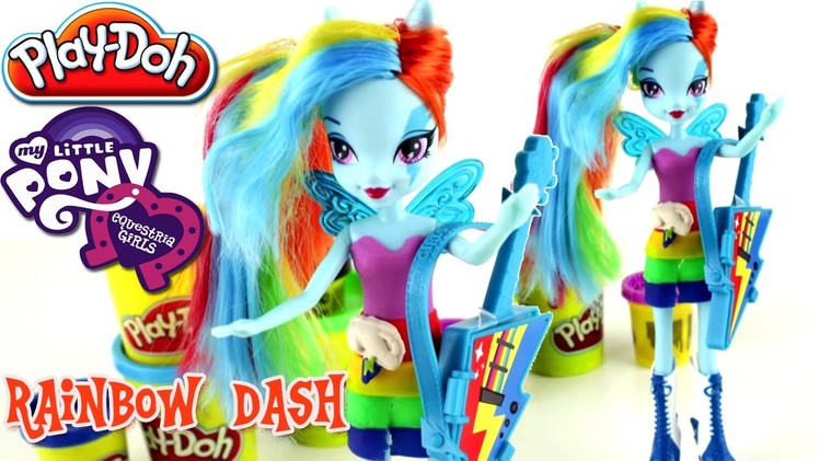 ♥ My Little Pony Equestria Girls Rainbow Rocks Play Doh Rainbow Dash Doll Rockin' Dress Playdough