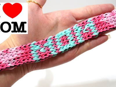 Rainbow Loom „ I LOVE MOM ” bracelet with forks no hook - Colorful Rubber Bands DIY