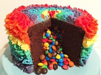 Rainbow Surprise Piñata M&M Cake - Cheeky Crumbs