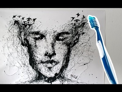 Speed painting with a toothbrush ! Drip Portrait | ARTgerecht #8