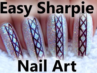 Easy Sharpie Diamond Nail Art - DIY Nail Sticker Tutorial