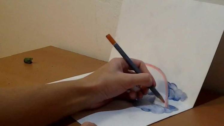How to draw 3D cartoon rainbow illusion on two A4 pages