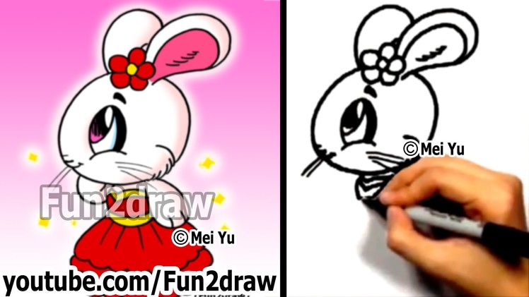 How to Draw a Cartoon Bunny Girl - Drawing Tutorials - Cute Art - Fun2draw