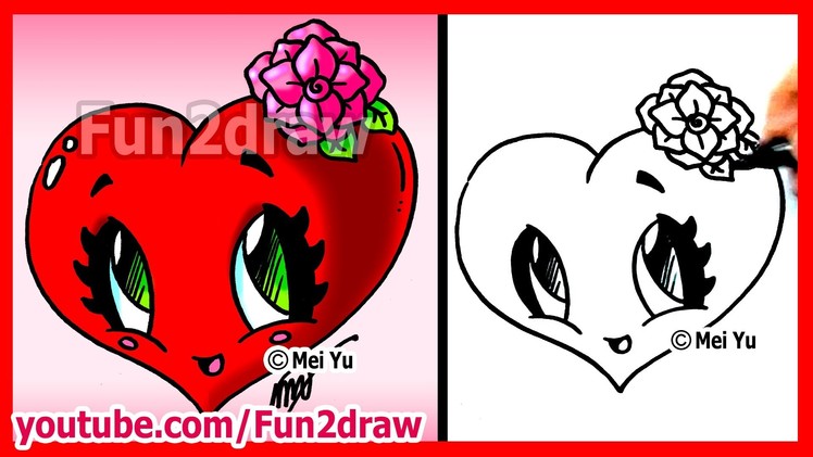 How to Draw Easy Things - Heart with Rose - Fun2draw Valentine's