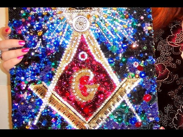 Masonic Symbol beadwork art - bead embroidery jeweled masterpiece