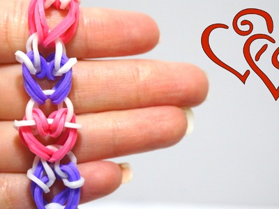 Rainbow Loom Stitched Heart Bracelet pretty ang easy to make with two pencils