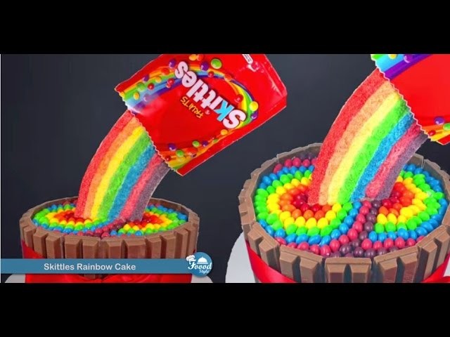 Skittles Rainbow Cake! How to make a Skittles Cake?