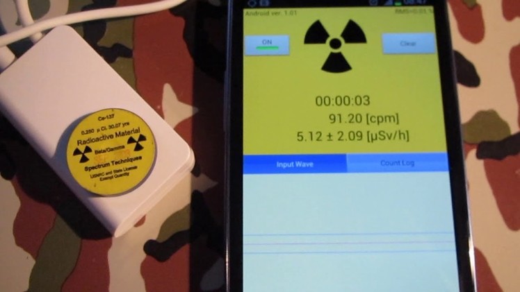 Testing www.radiation-watch.co.uk semiconductor radiation detector for smartphones