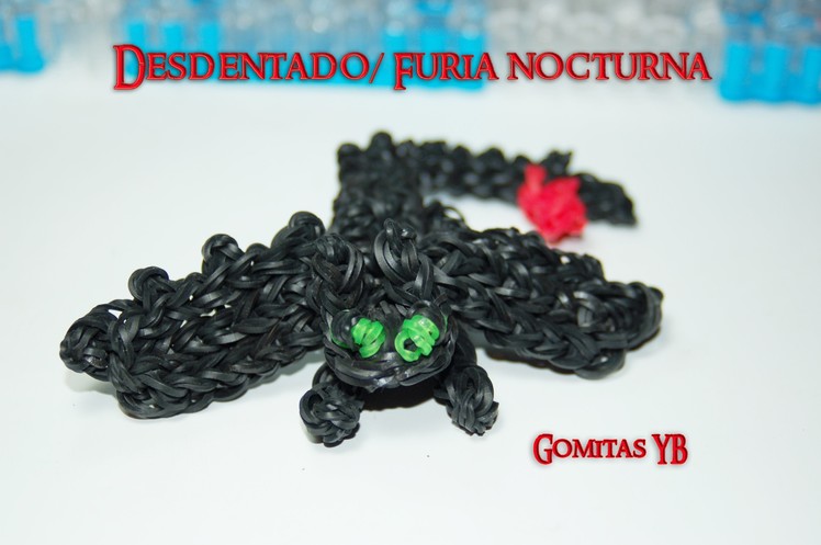 Desdentado, Furia Nocturna con gomitas.Toothless, Night Fury Rainbow Loom