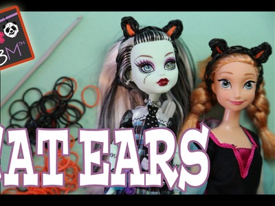 DIY Halloween Black Cat Ears for Barbie, Monster High Dolls | Loom Band Tutorial