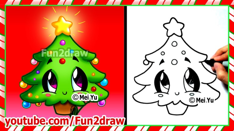 Easy Drawings - How to Draw Christmas Tree - Cute Christmas Stuff Things Top Drawing Videos Fun2draw