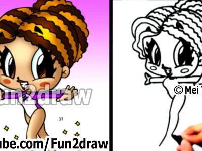 How to Draw Cartoon People - Gymnast Girl - Drawing Lessons - Learn to Draw - Fun2draw