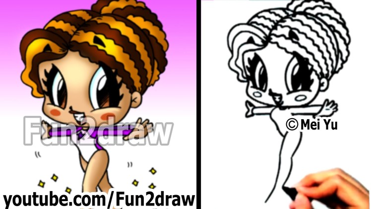 How to Draw Cartoon People - Gymnast Girl - Drawing Lessons - Learn to Draw - Fun2draw