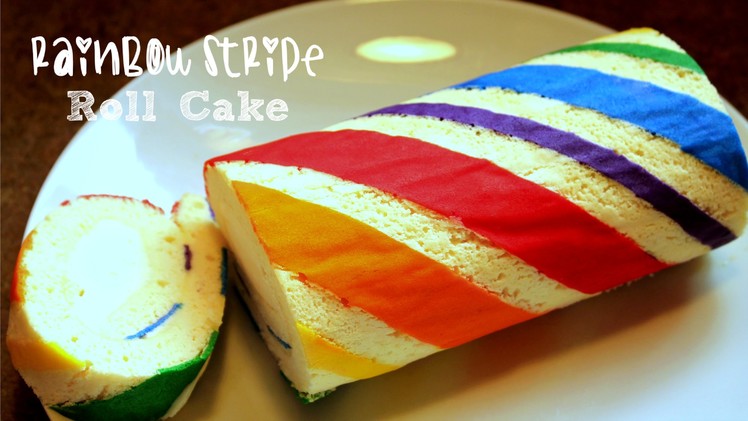 How to make a Rainbow Stripe Roll Cake