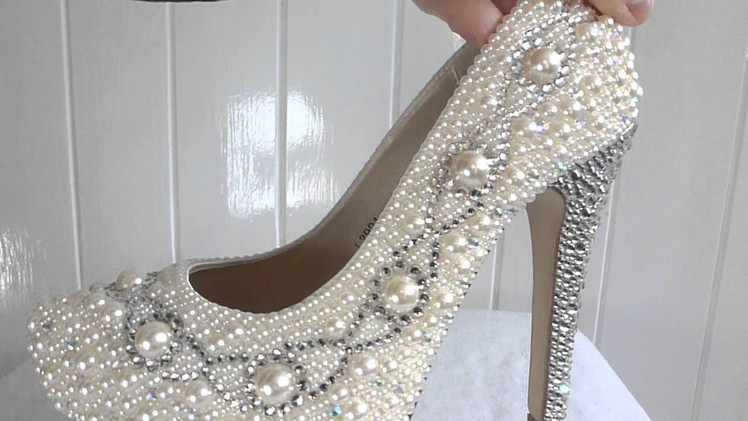 Ivory Pearl And Glass Crystal Heels