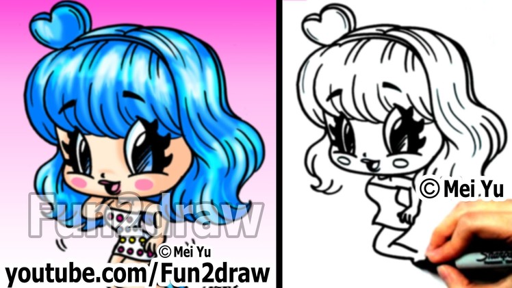 Katy Perry Chibi Drawing Tutorial - Super Cute & Fun! - Popular Cartoon Drawing Video - Fun2draw