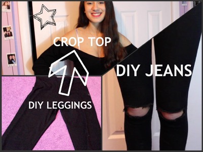 LEGGINGS TO CROP TOP + DIY Distressed Jeans!