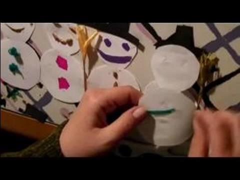 Making Paper Snowmen Decorations : Attaching a Paper Snowmen Decoration to Christmas Trees