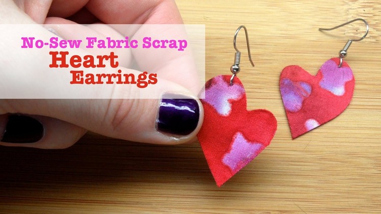 No-Sew Fabric Scrap Heart Earrings