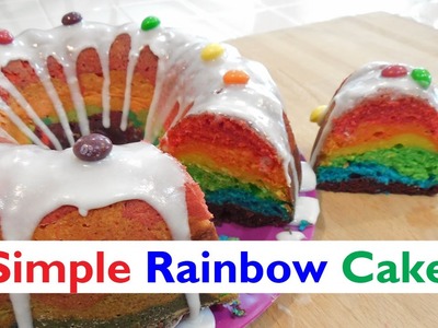 Quick and Easy Rainbow Cake using ONE Bowl