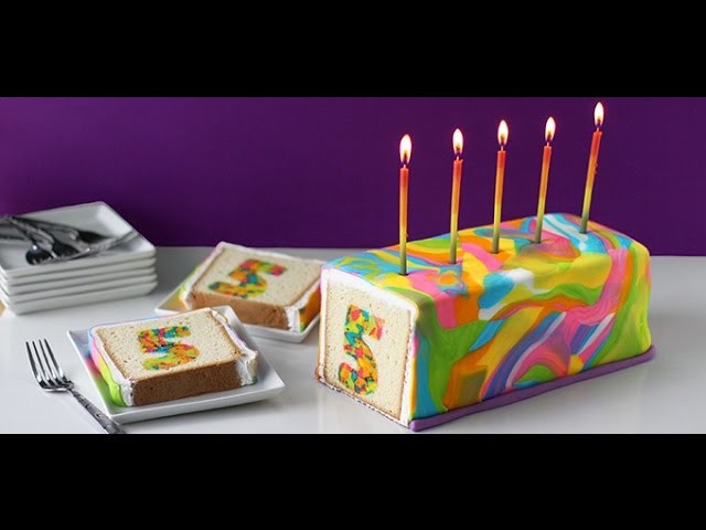 Amazing Rainbow Tie Dye Number Surprise Cake