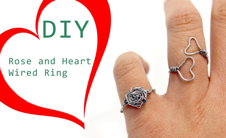 DIY Rose and Heart Wired Ring