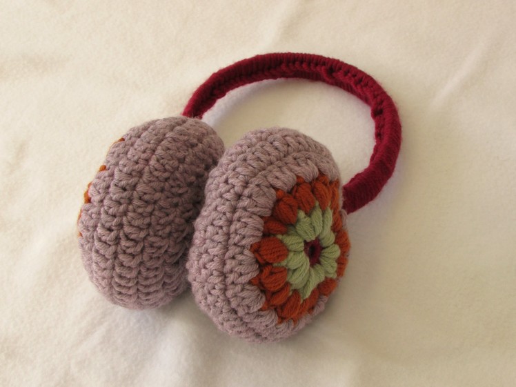 How to crochet EASY puff stitch earmuffs. ear warmers