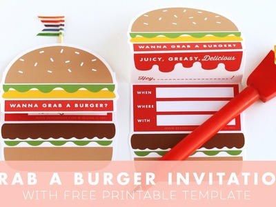 Let's Grab A Burger Invitation | DESIGN IS YAY | Party printable, paper craft, printable template