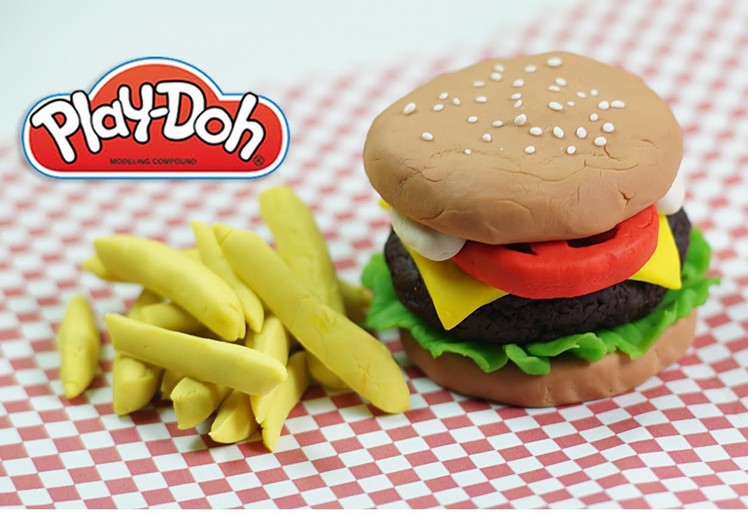 No mold Play doh hamburger How to make a playdoh burger diy hamburger