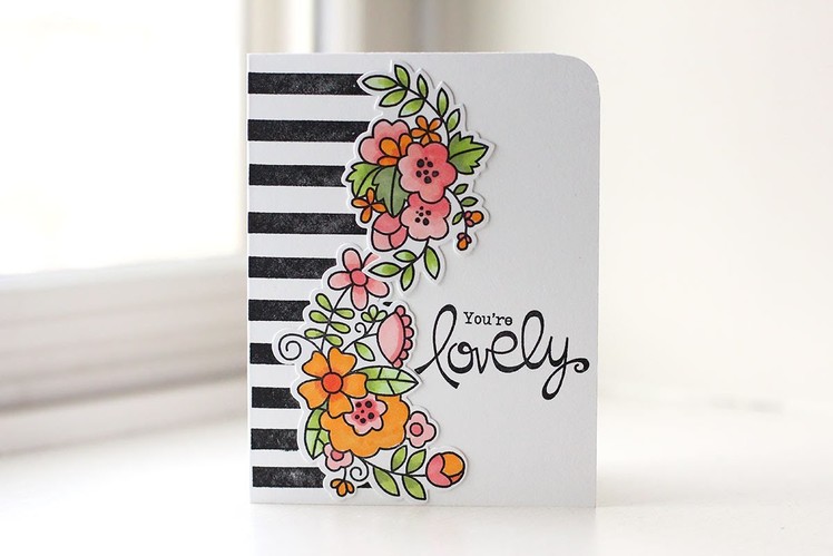 Pinterest-Inspired Striped Floral Card | Kalyn Kepner | Paper Smooches